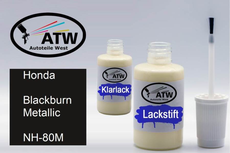 Honda, Blackburn Metallic, NH-80M: 20ml Lackstift + 20ml Klarlack - Set, von ATW Autoteile West.